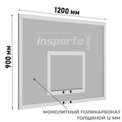 Щит баскетбольный тренировочный монолитный поликарбонат 12 мм без основания 1,2*0,9 м