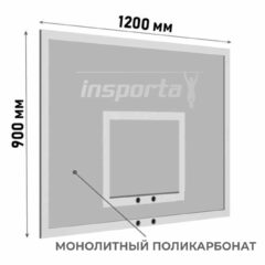Щит баскетбольный тренировочный монолитный поликарбонат 10 мм без основания 1,2*0,9 м